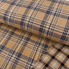 Double gauze/muslin Double sided CHECKS multicolour brown