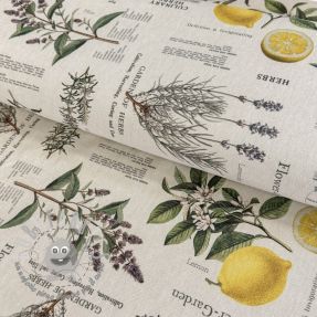 Tessuto decorativo Linenlook Lavender citrus recipe digital print