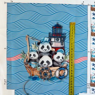 Dekoračná látka KIDS BACKPACK Sailor Panda PANEL