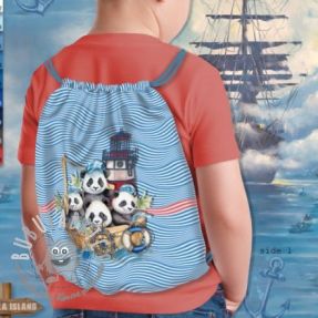 Tessuto decorativo KIDS BACKPACK Sailor Panda PANEL