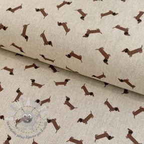 Tessuto decorativo Linenlook LITTLE DACHSHUND DOG