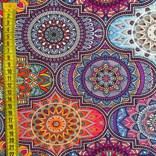 Úplet VISCOSE LYCRA HEAVY Mandala tiles A digital print