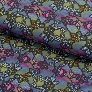 Úplet VISCOSE LYCRA HEAVY Lace dark digital print