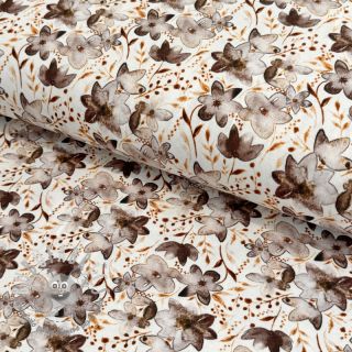 Jersey VISCOSE LYCRA HEAVY Small fowers taupe digital print