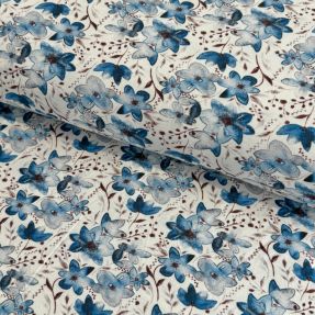 Úplet VISCOSE LYCRA HEAVY Small fowers old blue digital print