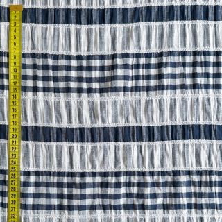 Bavlnená látka YARN DYED Stripe navy