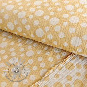 Mussola/Doppia garza JACQUARD Dots dark yellow