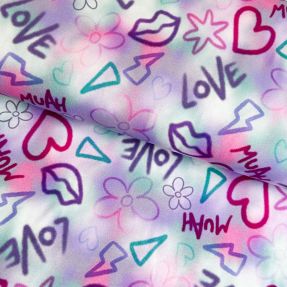 Úplet Girly graffiti light lavender digital print