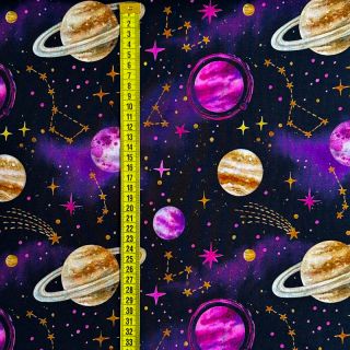 Teplákovina Planets and rockets design C digital print