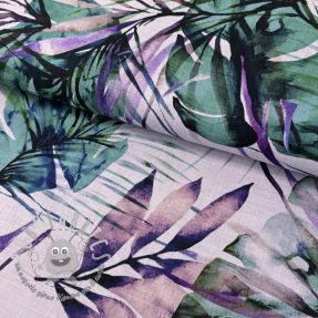 Viscosa con lino Tropical leaves purple digital print