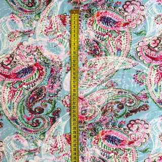 Úplet VISCOSE LYCRA HEAVY Paisley light blue digital print