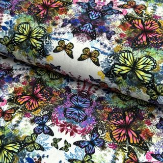 Úplet VISCOSE LYCRA HEAVY Butterflies design A digital print