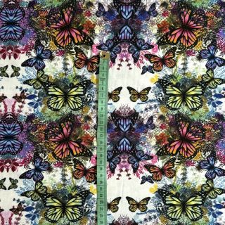 Úplet VISCOSE LYCRA HEAVY Butterflies design A digital print