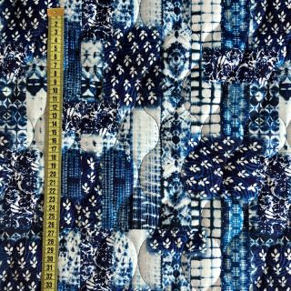 Prešívaná látka VELVET Patchwork navy digital print