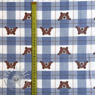 Tessuto di cotone FLANNEL Bear check jeans