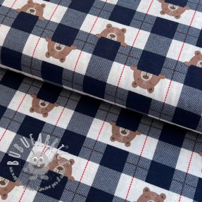 Tessuto di cotone FLANNEL Bear check navy