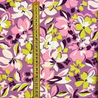 Teplákovina Bright flowers design pink lime