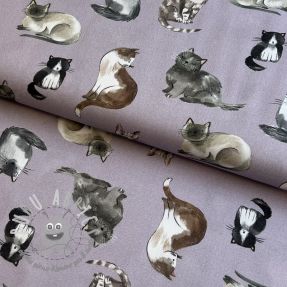 Tessuto di cotone Cats lavender digital print