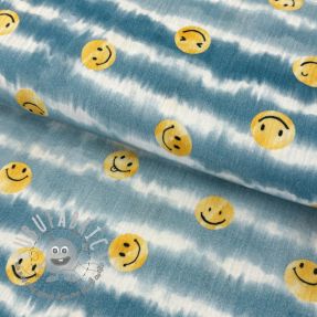 Mussola/Doppia garza Happy faces jeans digital print