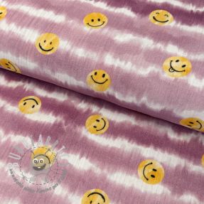 Mussola/Doppia garza Happy faces blush digital print