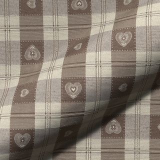 Dekoračná látka jacquard DOUBLE FACE Landhaus Heart Check taupe