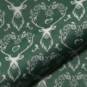 Dekoračná látka jacquard DOUBLE FACE Landhaus Deer Heart forest green