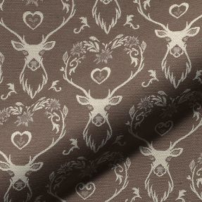 Dekoračná látka jacquard DOUBLE FACE Landhaus Deer Heart taupe