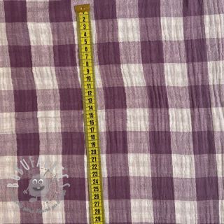 Mussola/Doppia garza Double sided CHECKS MINI grape