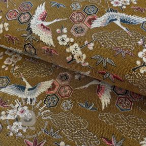 Tessuto decorativo jacquard Grues or