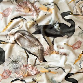 Tessuto decorativo VELVET Heron bird camel