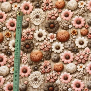 Úplet 3D Knitted Flowers design A digital print