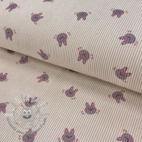 Velluto a coste STRETCH Small bunny design F