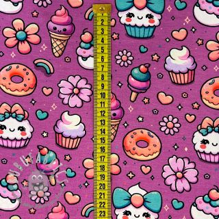 Jersey Sweet food fuchsia digital print