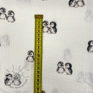 Mussola/Doppia garza Penguin white digital print ORGANIC