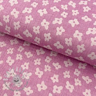 Mussola/Doppia garza JACQUARD Flowers cerise