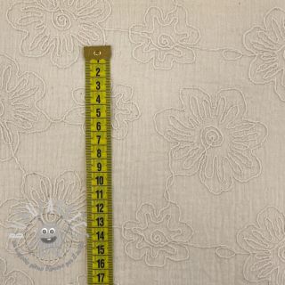 Mussola/Doppia garza EMBROIDERY Flowers natural washed