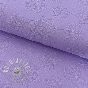 Mussola/Doppia garza EMBROIDERY Flowers lilac