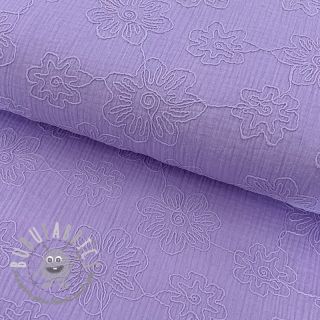 Mussola/Doppia garza EMBROIDERY Flowers lilac