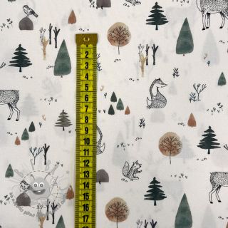 Tessuto di cotone Forest off white digital print