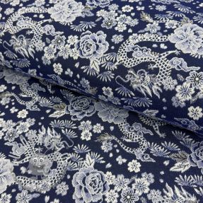 Tessuto decorativo jacquard Draco indigo