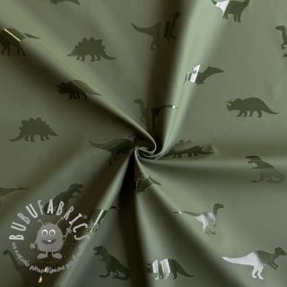 Raincoat fabric Dinosaurs dark green