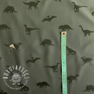 Raincoat fabric Dinosaurs dark green