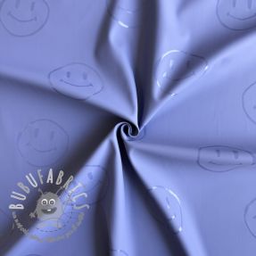 Raincoat fabric Happy faces purple