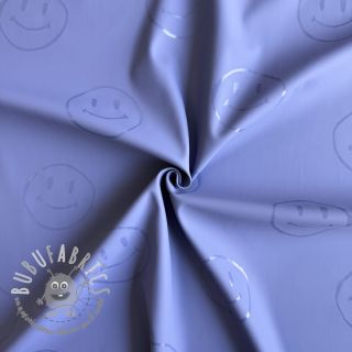 Raincoat fabric Happy faces purple