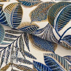 Tessuto decorativo jacquard Cacao allover bleu